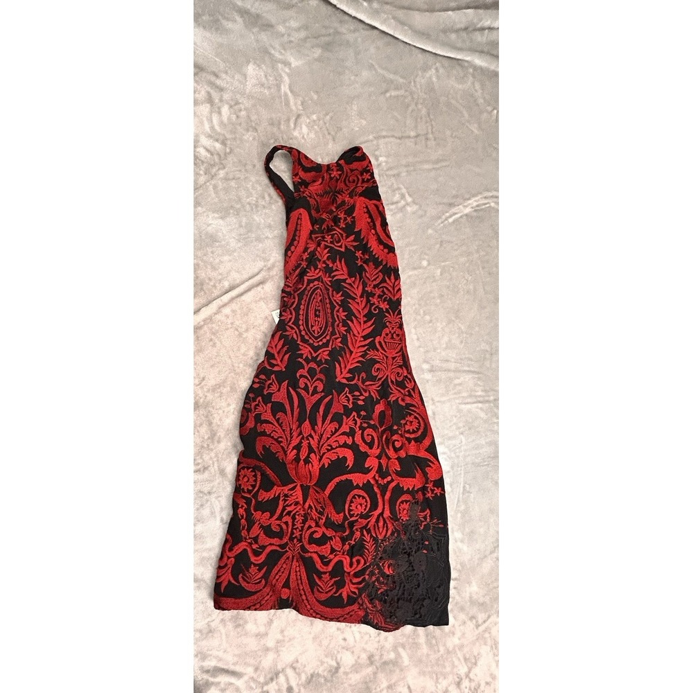 NWT SKY  Women's Large Mini Dress Tuni Halter red Black sexy lace jacquard $321